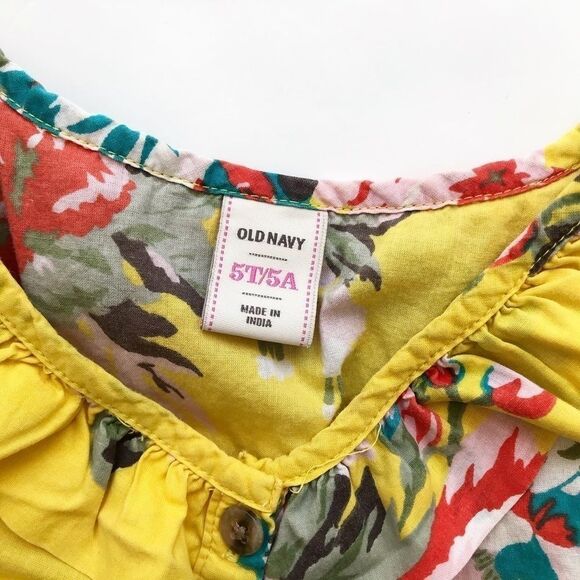 Old Navy yellow big floral print dress VGUC 5T - Picture 3 of 4